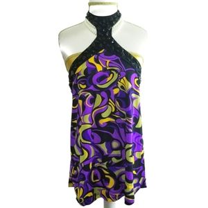 Beaded Neck Choker Style Open Back Sleeveless Top